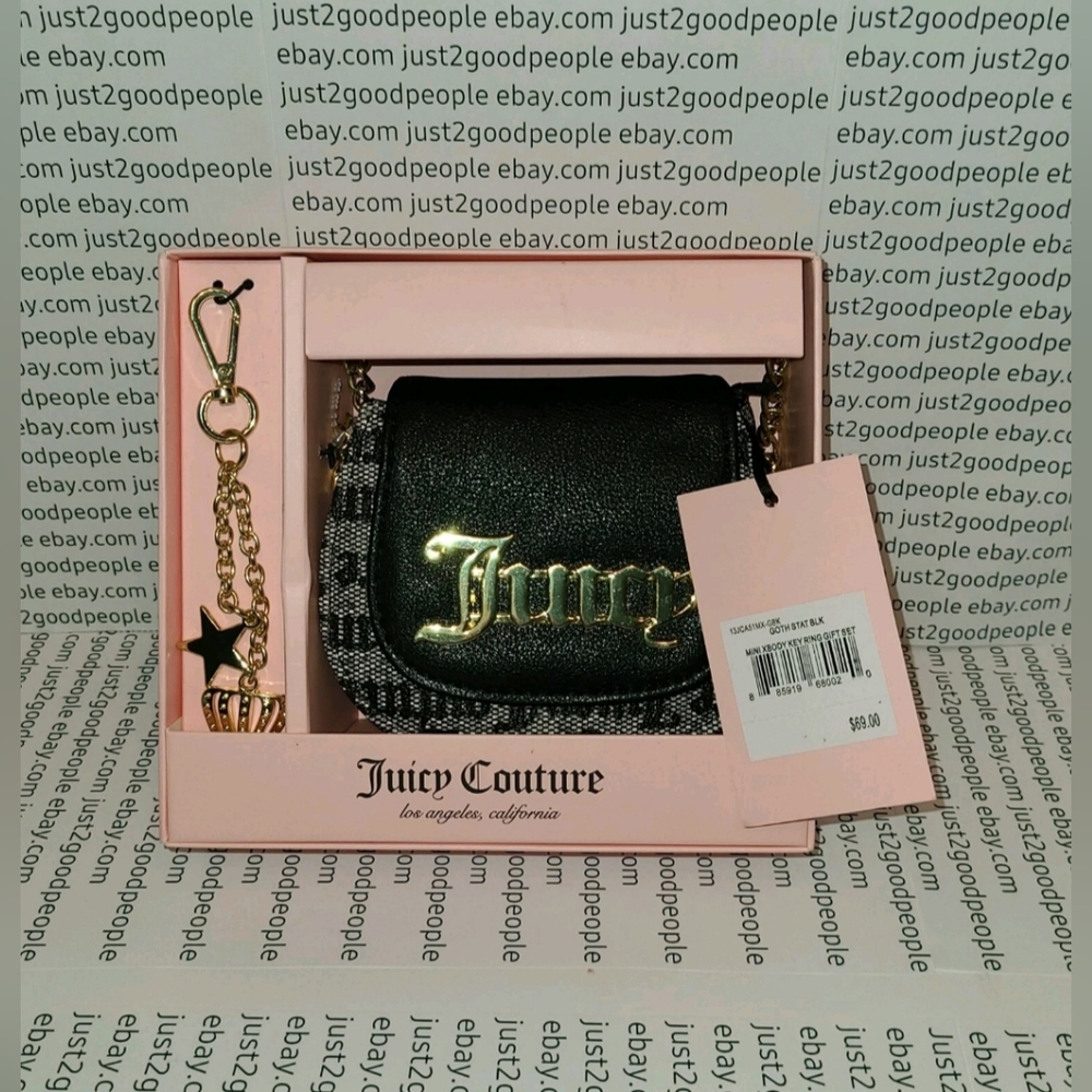 Juicy Couture Black and Gold Logo Mini Set With Keychain